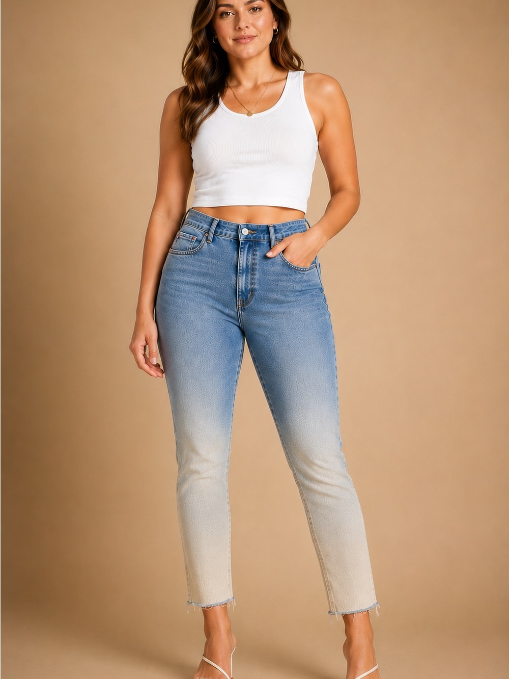 Tommy Hilfiger Two Tone Ombre Jeans Size 12 Raw Hem High Rise Tribeca Skinny NWT